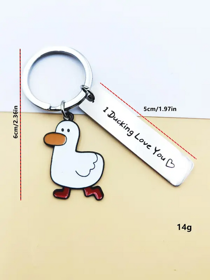 Cute Cartoon Duck Stainless Steel Keychain
