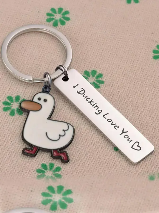 Cute Cartoon Duck Stainless Steel Keychain