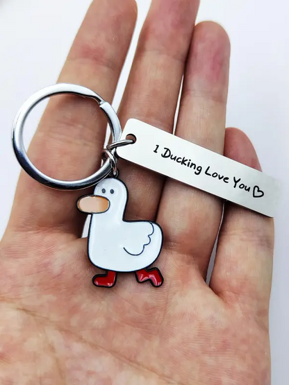 Cute Cartoon Duck Stainless Steel Keychain